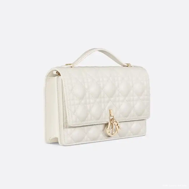 Cheap Bag Miss Small Lambskin Cannage White Top Dior Handle 0509 Luxury